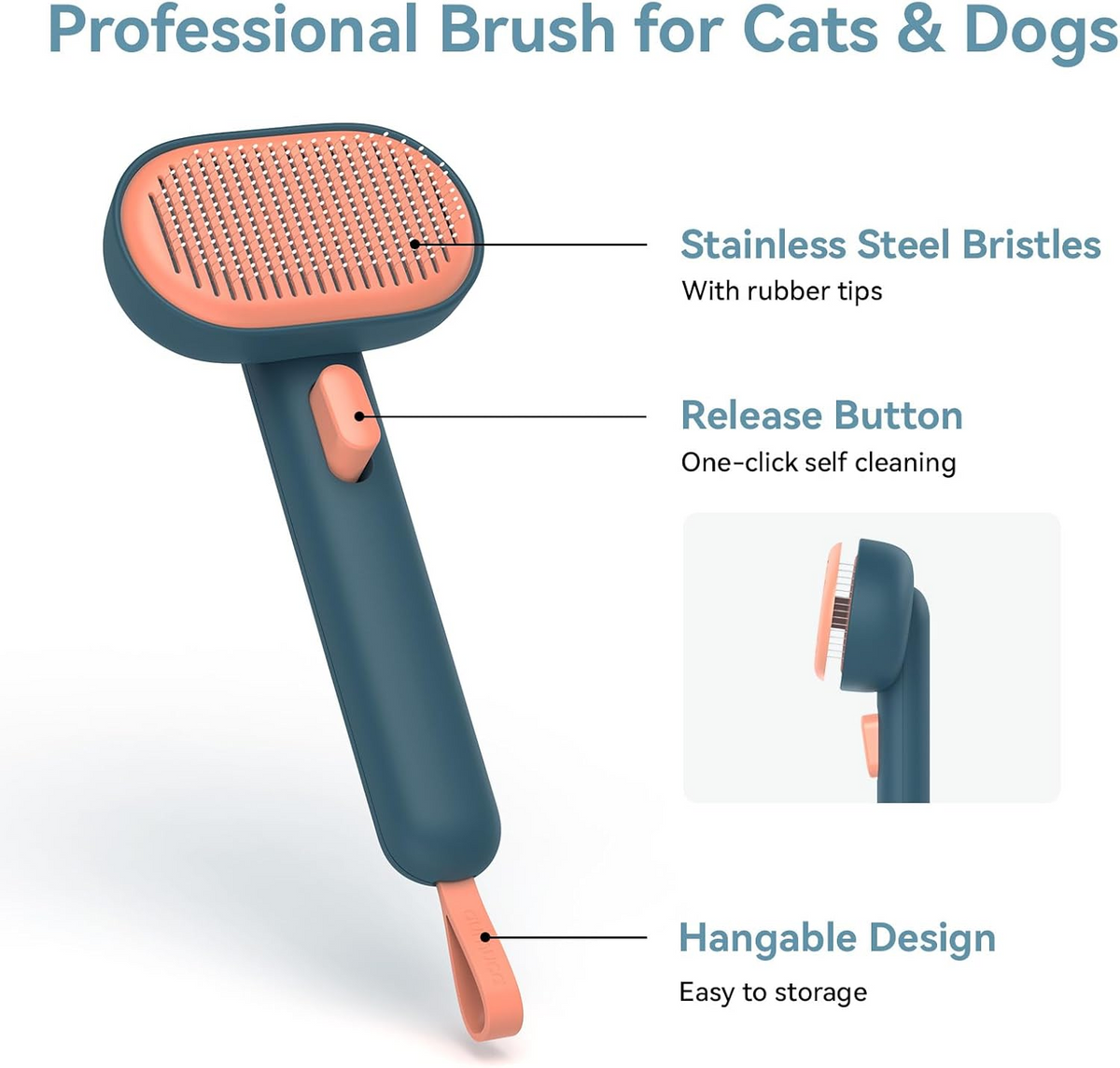 Self-Cleaning Pet Slicker Brush for Dogs & Cats